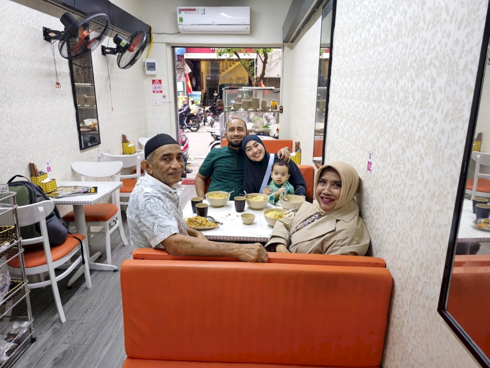 The organized and well-lit dining area at Halal Food Station